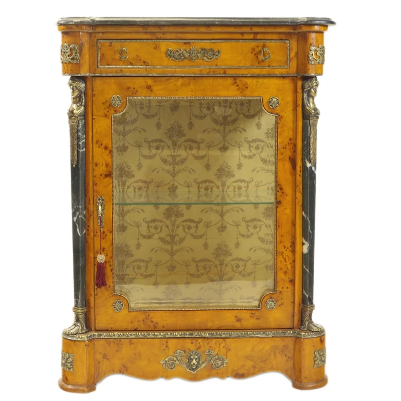 Casa Padrino Empire Vitrine Vogelaugenahorn 85 x 40 x H 105 cm - Luxuriöser Vitrinenschrank im Empire Design