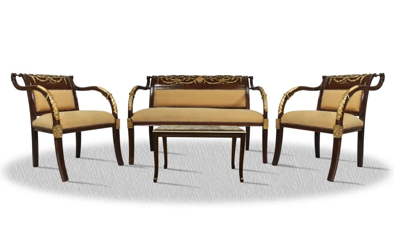 Casa Padrino Barock Salon Set Braun Gold - Hotel Restaurant Möbel