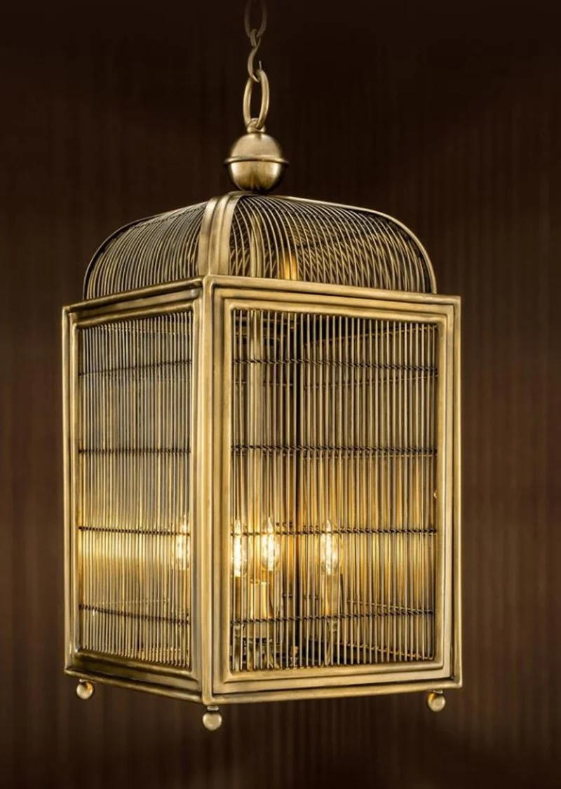 Casa Padrino Designer Hängeleuchte / Laterne Antik Messing 38 x 38 x H. 81 cm - Luxus Hängelampe