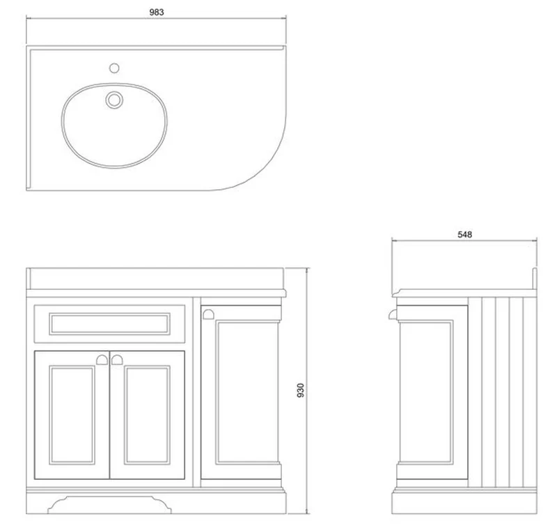 Casa Padrino Waschschrank / Waschtisch mit Granitplatte und 3 Türen 98 x 55 x H. 93 cm