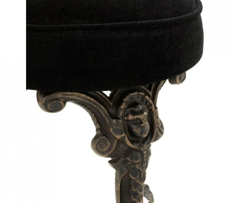 Casa Padrino Luxus Sitz Hocker im Barockstil Bronze Finish und schwarzer Samt-Optik 32 x H. 47 cm
