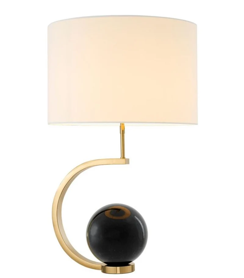 Casa Padrino Luxus Designer Tischleuchte in Schwarz Gold und Weiß, 48 x H. 80 cm - Limited Edition