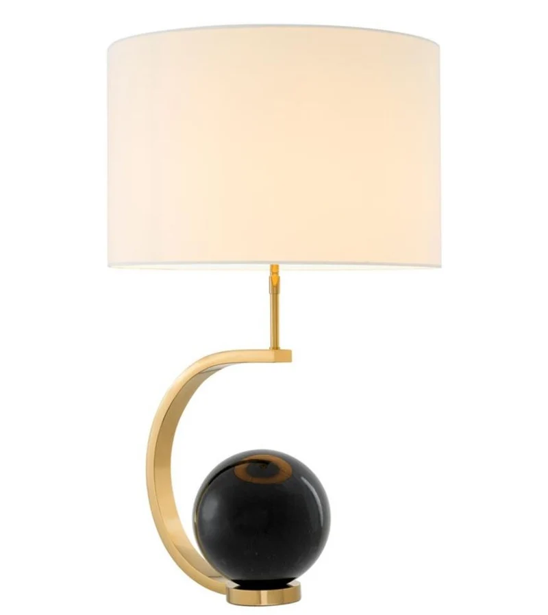 Casa Padrino Luxus Designer Tischleuchte in Schwarz Gold und Weiß, 48 x H. 80 cm - Limited Edition