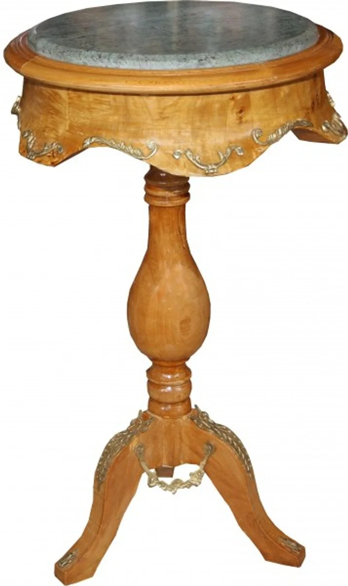 Casa Padrino Barock Beistelltisch Modell Mahagoni Hellbraun mit Marmorplatte 70 x 41 cm
