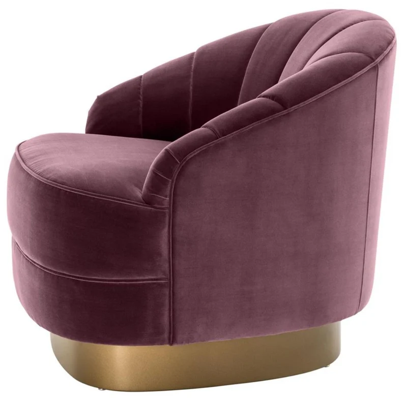 Casa Padrino Luxus Sessel Lila / Mattgold 77 x 80 x H. 78 cm - Hotel Möbel