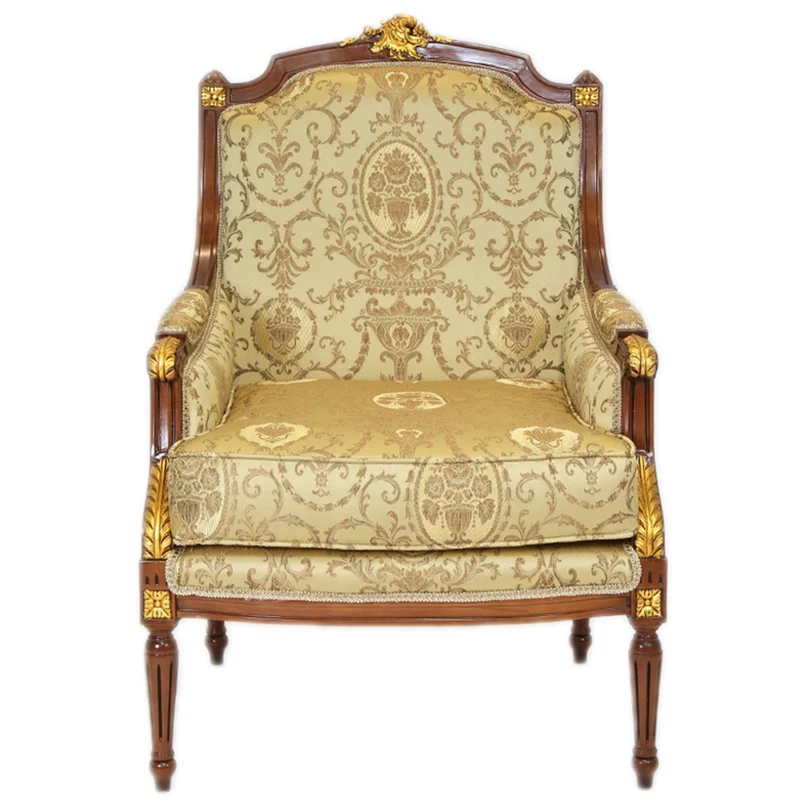 Casa Padrino Barock Lounge Thron Sessel Empire Gold Muster / Mahagoni Braun / Gold - Ohrensessel - 100 x 70 x 70 cm
