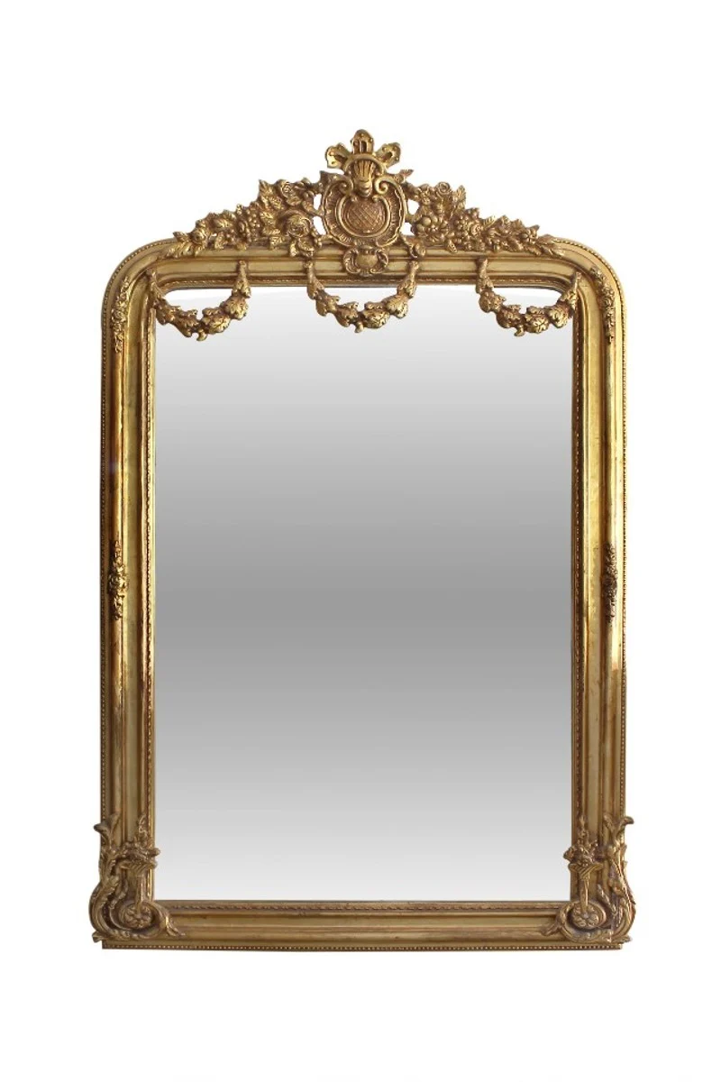 Casa Padrino Barock Wandspiegel im Antikstil - Massivholz & Polyresin, Gold, 95 x H. 165 cm
