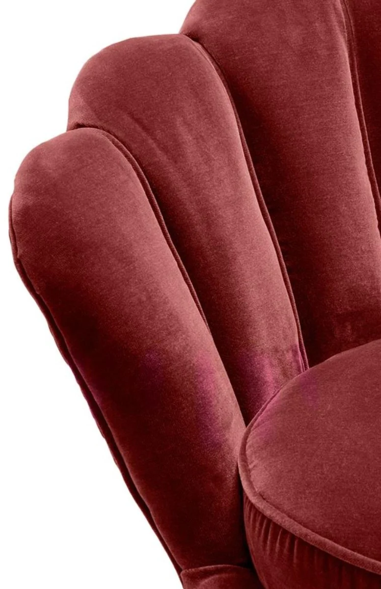 Casa Padrino Luxus Sessel Weinrot / Messing 96,5 x 79 x H. 78 cm - Designer Hotel Möbel