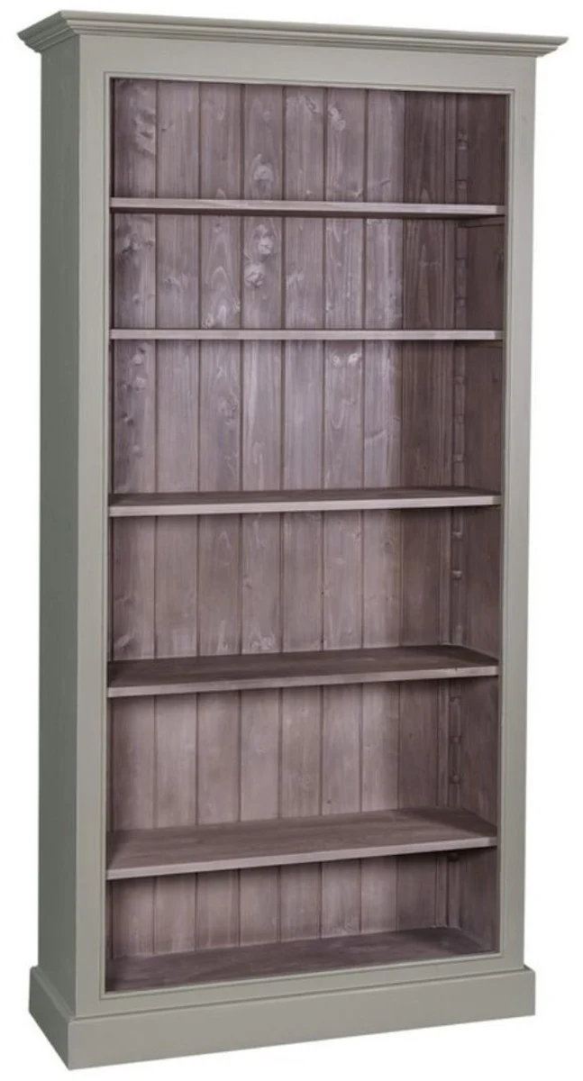 Casa Padrino Landhausstil Bücherschrank in Grün und Braun, massives Kiefernholz, 109 x 39 x H. 210 cm