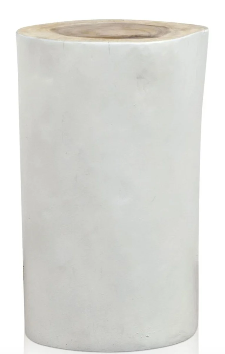 Casa Padrino Wohnzimmer Hocker / Beistelltisch Weiß Ø 27 x H. 45 cm - Luxus Möbel