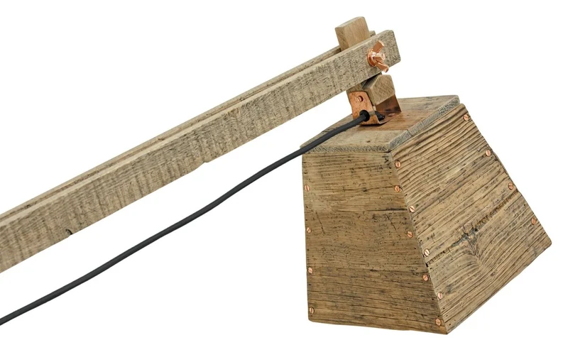 Casa Padrino Kiefernholz Tischleuchte Naturfarben 90 x 30 x H. 105 cm - Luxus Tischlampe mit schwarzem Kabel