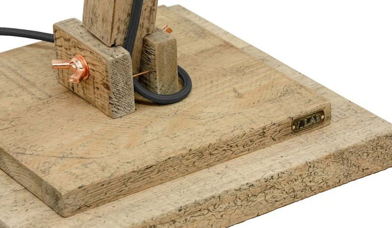 Casa Padrino Kiefernholz Tischleuchte Naturfarben 90 x 30 x H. 105 cm - Luxus Tischlampe mit schwarzem Kabel