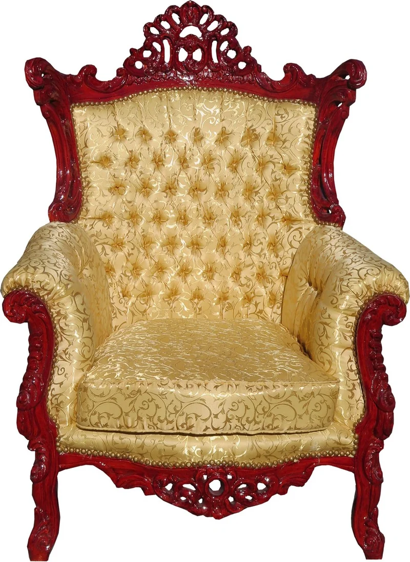 Casa Padrino Barock Sessel Al Capone im Antik Stil, Gold Muster / Braunrot, 127 x 90 x 80 cm