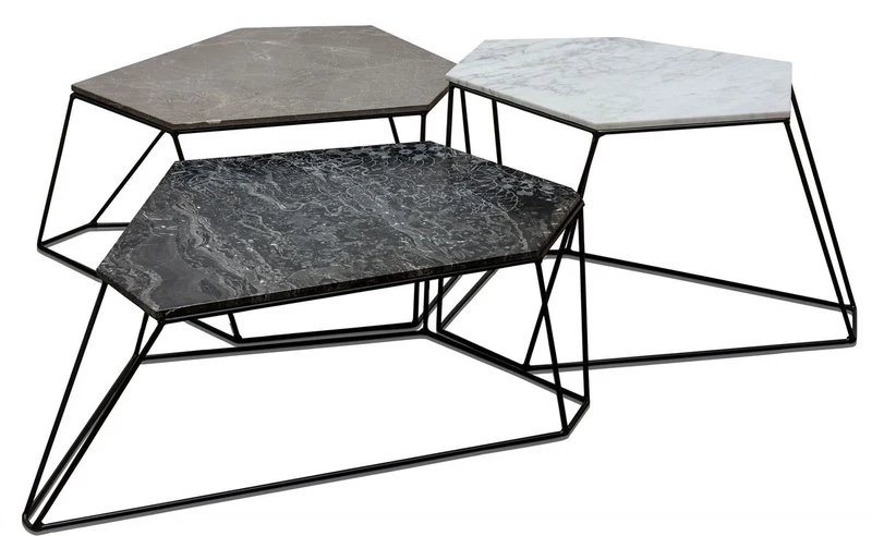 Casa Padrino Designer Couchtisch Set Weiß / Grau / Schwarz mit Muster - Luxus Wohnzimmermöbel