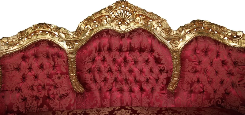 Casa Padrino Barock 3er Sofa Lord Bordeaux Barock Muster / Gold - Luxuriöse Lounge Couch 211 x 130 x 85 cm