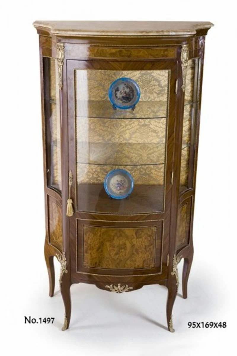Casa Padrino Barock Vitrine in Braun und Gold, 95 x 48 x H. 169 cm - Exklusive Vitrine im Barockstil