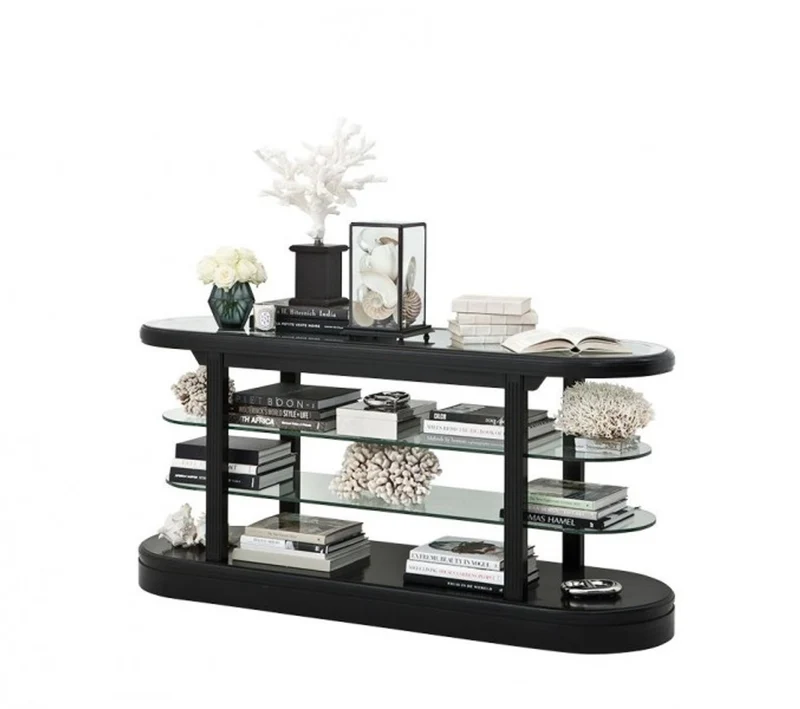Casa Padrino Luxus Konsole aus Birkenholz in Schwarz - 180 x 57 x H. 87,5 cm