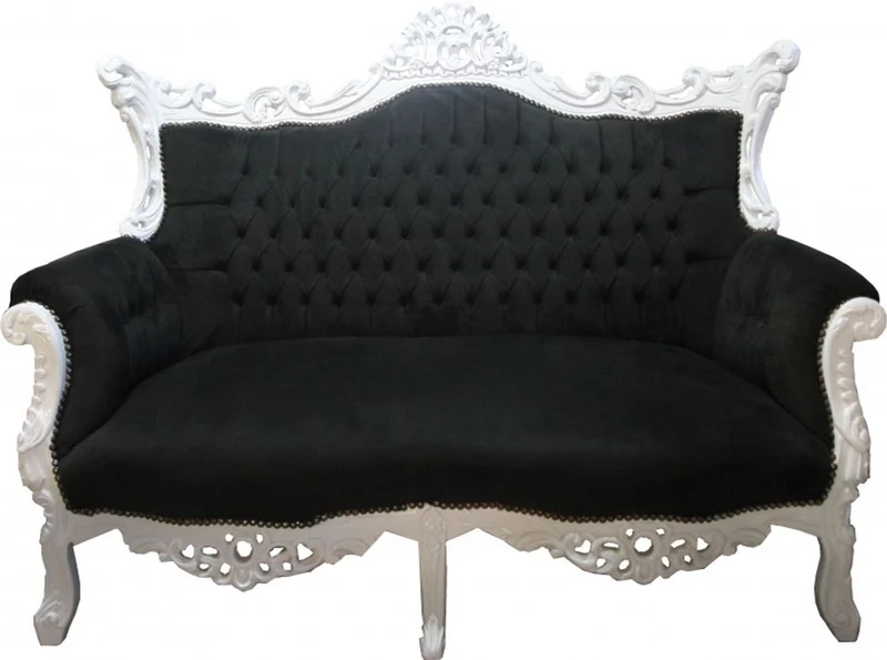 Casa Padrino Barock Wohnzimmer Set Master im Antik Stil Schwarz/Weiss - 3er Sofa, 2er Sofa, 1 Sessel