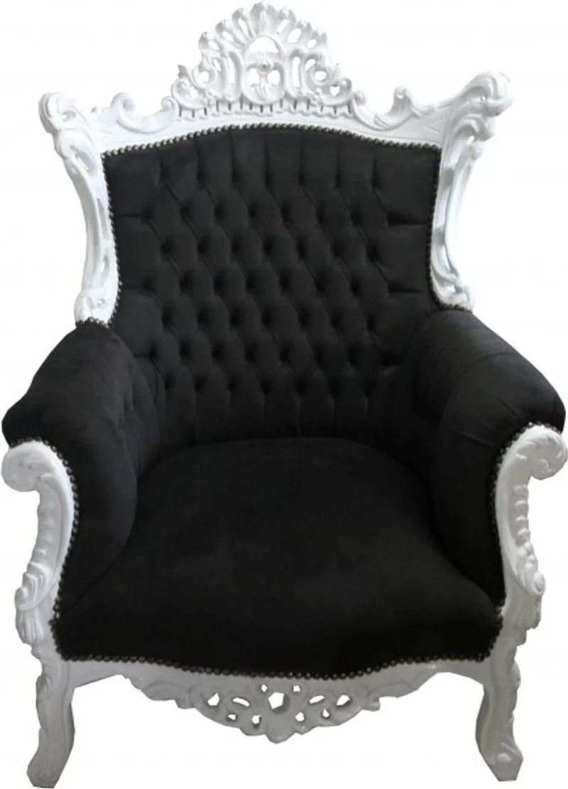 Casa Padrino Barock Wohnzimmer Set Master im Antik Stil Schwarz/Weiss - 3er Sofa, 2er Sofa, 1 Sessel