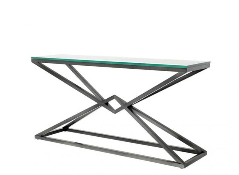 Casa Padrino Luxus Konsole im Barock Stil aus rostfreiem Stahl und Glas in Bronze - 150 x 40 x H. 74 cm
