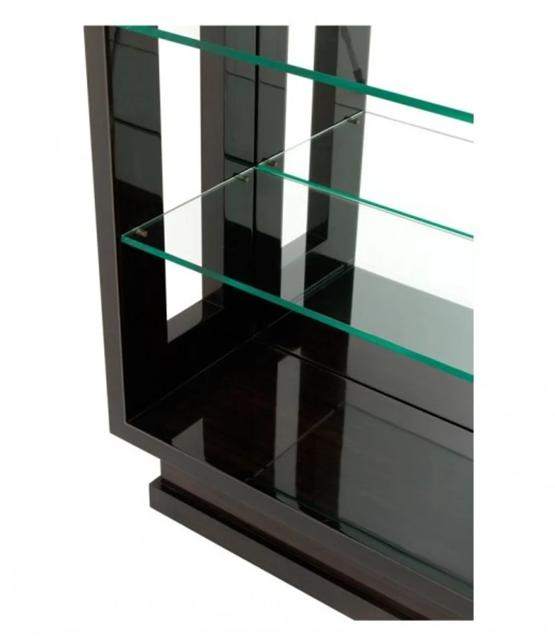 Casa Padrino Luxus Regal Schrank in Hochglanzbraun und Spiegelglas - 80 x 35 x H. 230 cm