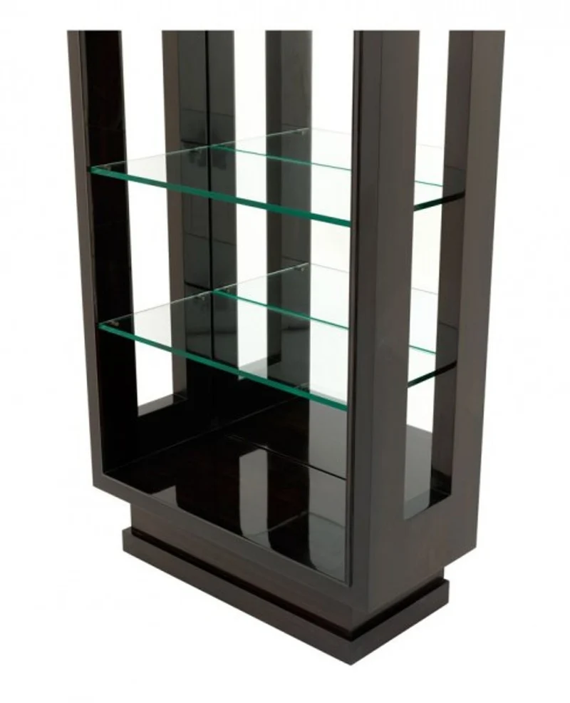 Casa Padrino Luxus Regal Schrank in Hochglanzbraun und Spiegelglas - 80 x 35 x H. 230 cm