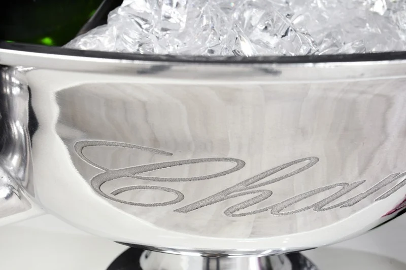 Casa Padrino Luxus Tisch Weinkühler aus Aluminium silber H 30 cm B 65 cm