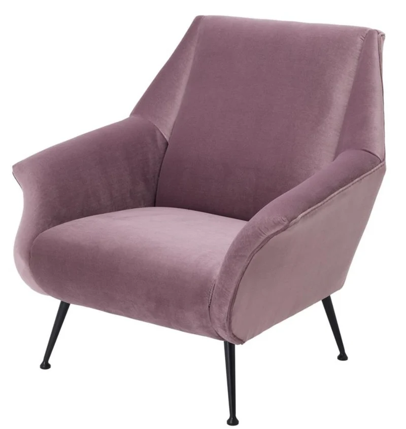 Casa Padrino Luxus Sessel in lila mit schwarzen Beinen 88 x 80 x H. 91 cm - Designer Club Möbel