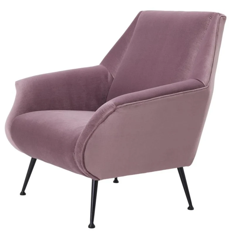 Casa Padrino Luxus Sessel in lila mit schwarzen Beinen 88 x 80 x H. 91 cm - Designer Club Möbel
