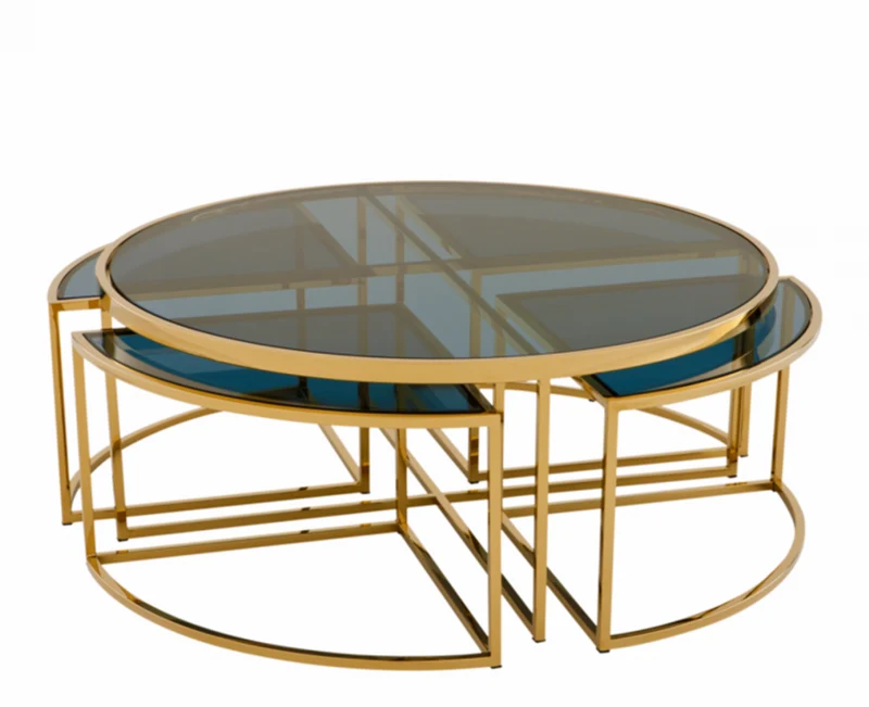 Casa Padrino Art Deco Luxus Couchtisch - Gold Finish - 99,5 x H. 40,5 cm - Exklusiver Wohnzimmertisch in edlem Design