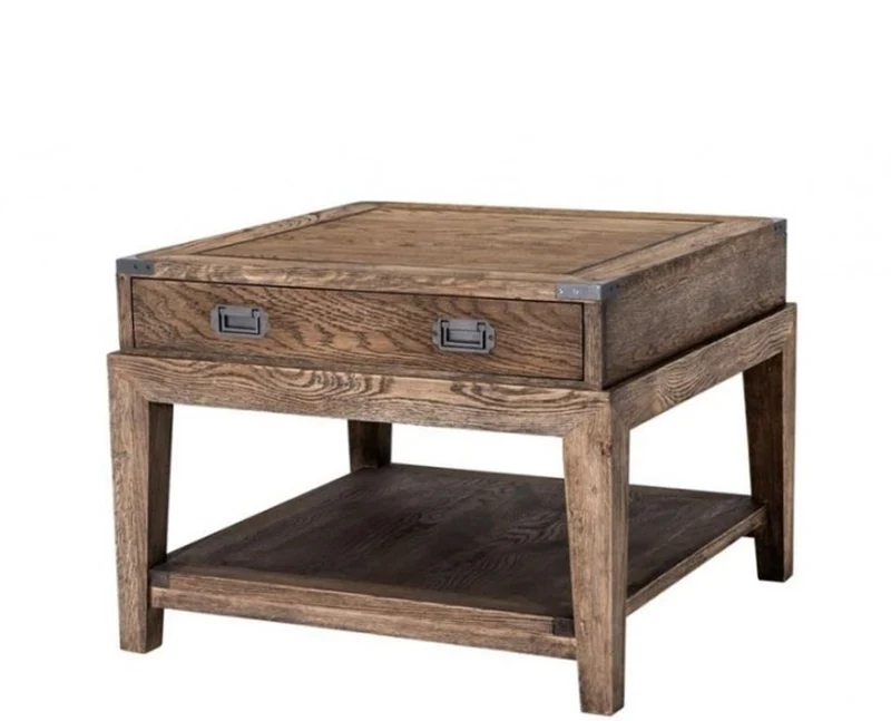 Casa Padrino Luxus Art Deco Designer Beistelltisch aus Eichenholz und Zink - Geräucherte Eiche / Anthrazit - 67,5 x 67,5 x H. 50,5 cm