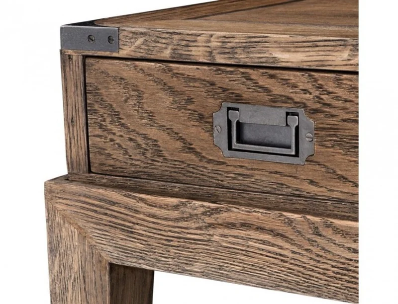 Casa Padrino Luxus Art Deco Designer Beistelltisch aus Eichenholz und Zink - Geräucherte Eiche / Anthrazit - 67,5 x 67,5 x H. 50,5 cm