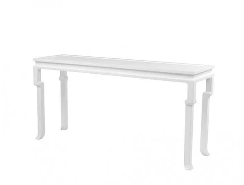 Casa Padrino Luxus Mahagoni Konsole in Piano Weiß, 160 x 45 x H. 78 cm