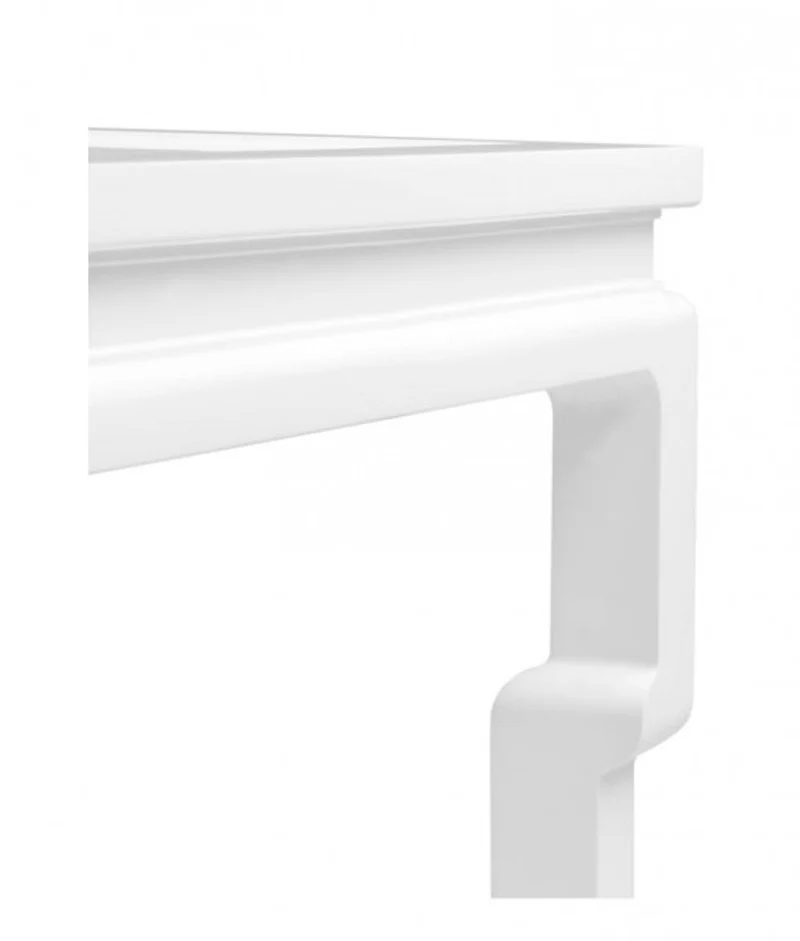 Casa Padrino Luxus Mahagoni Konsole in Piano Weiß, 160 x 45 x H. 78 cm