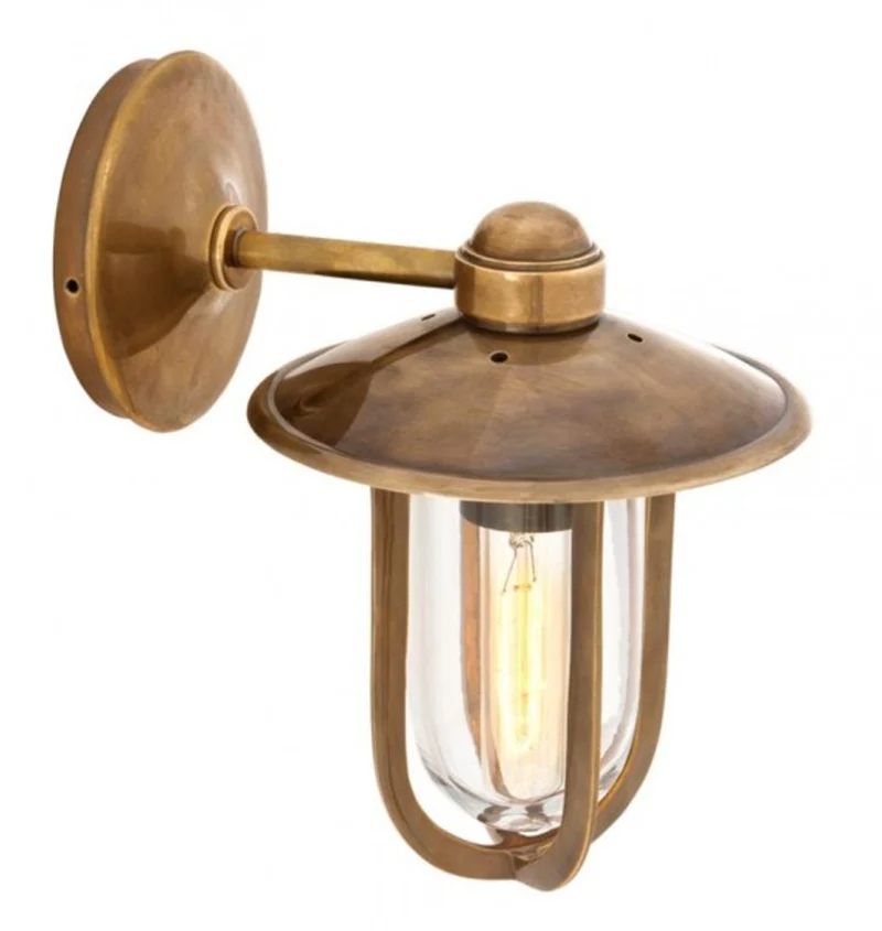 Casa Padrino Luxus Wandleuchte aus Messing und Glas - Goldfarben, 18 x 22,5 x 28 cm