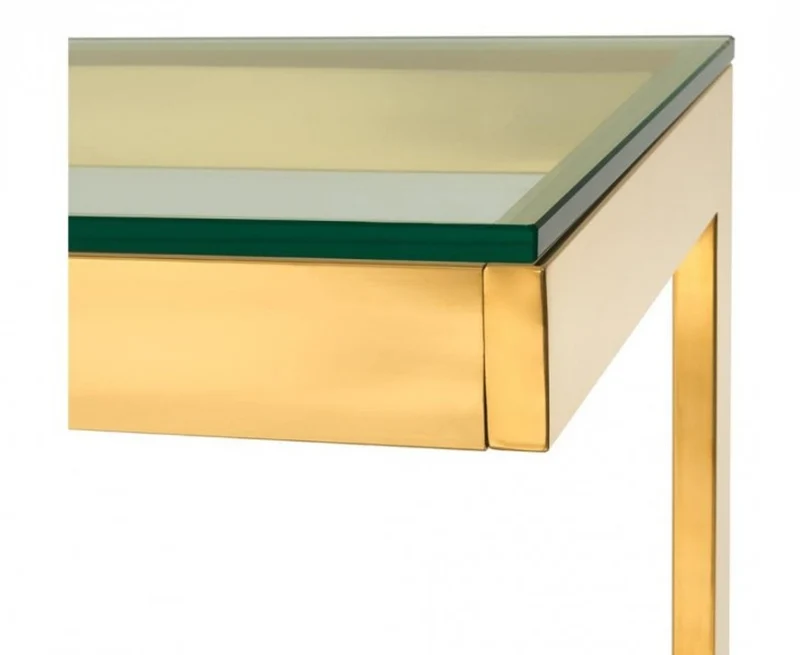 Casa Padrino Luxus Konsole Gold 160 x 45 x H. 76 cm - Konsolentisch aus Edelstahl und Glas