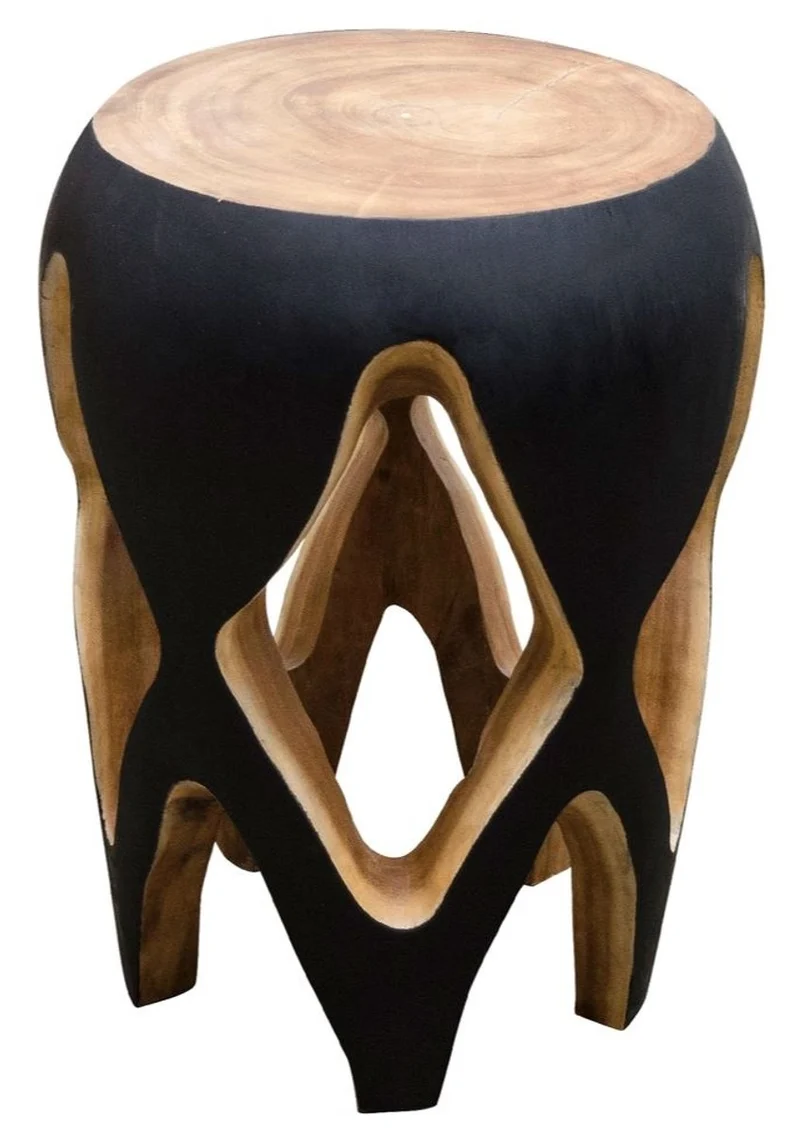 Casa Padrino Beistelltisch Schwarz / Naturfarben 40 x H. 54,5 cm - Wohnzimmermöbel