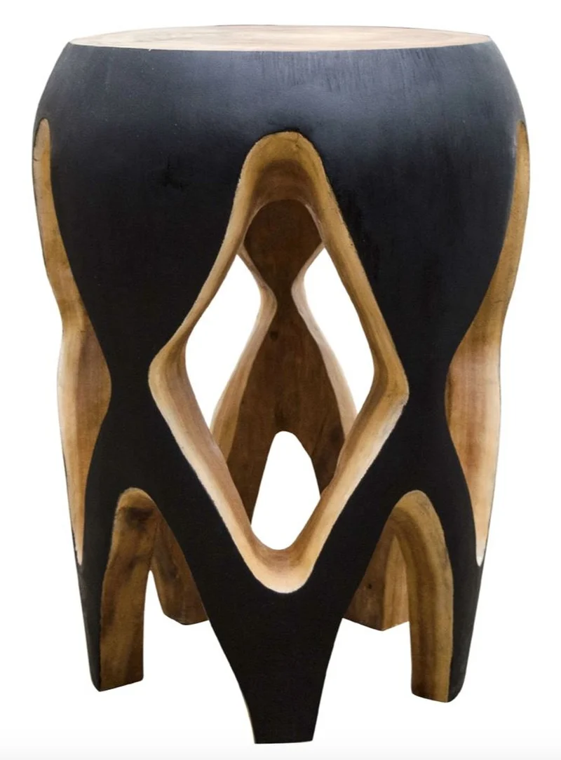 Casa Padrino Beistelltisch Schwarz / Naturfarben 40 x H. 54,5 cm - Wohnzimmermöbel
