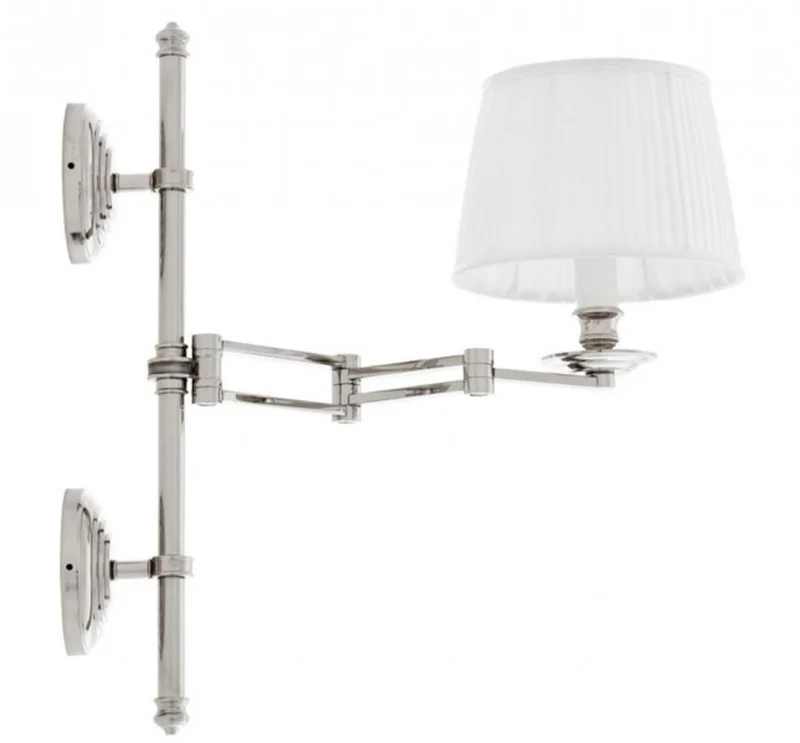 Casa Padrino Luxus Wandleuchte Nickel mit Schwenkarm - 21,5 x 37-50 x 51 cm