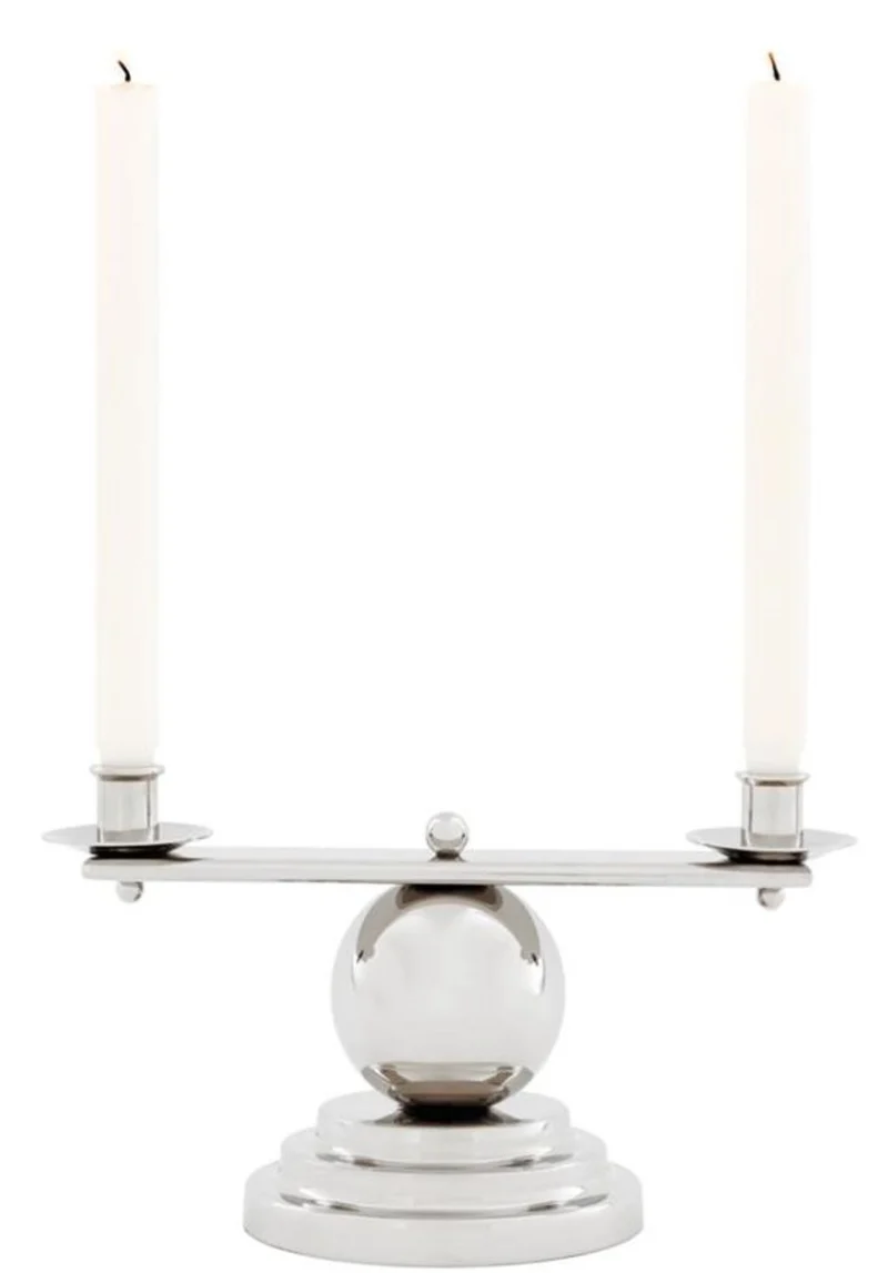 Casa Padrino Luxus Kerzenhalter Silber 34 x H. 16,5 cm - Designer Accessoires