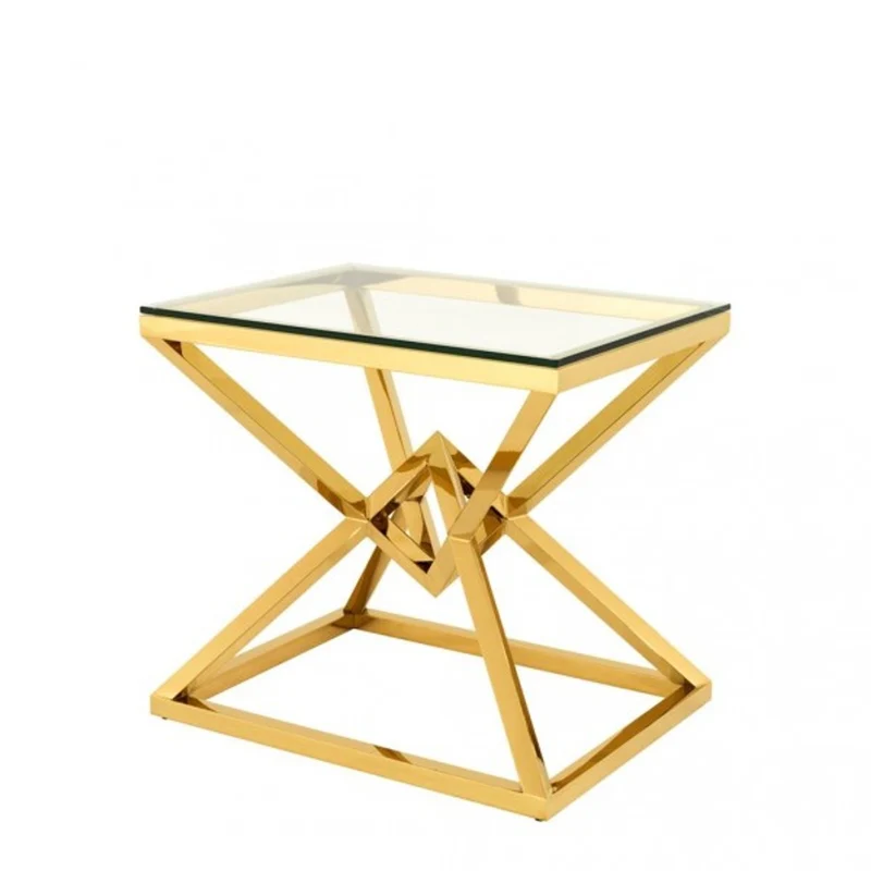 Casa Padrino Luxus Beistelltisch in Edelstahl Gold Finish, 65 x 50 x H 60 cm - Moderner Design Tisch