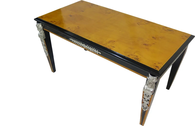 Casa Padrino Barock Luxus Empire Couchtisch Mahagoni / Schwarz / Silber 100 x 54 cm - Limited Edition