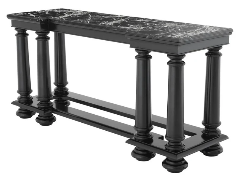 Casa Padrino Luxus Konsolentisch in schwarz mit schwarzer Marmorplatte 160 x 50 x H. 79 cm - Limited Edition