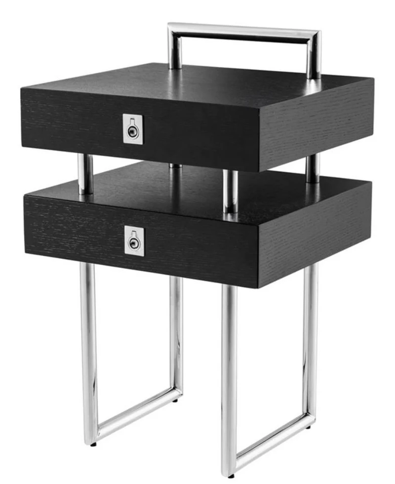 Casa Padrino Luxus Wohnzimmer Beistelltisch mit 2 Schubladen 50 x 44,5 x H. 79 cm - Limited Edition
