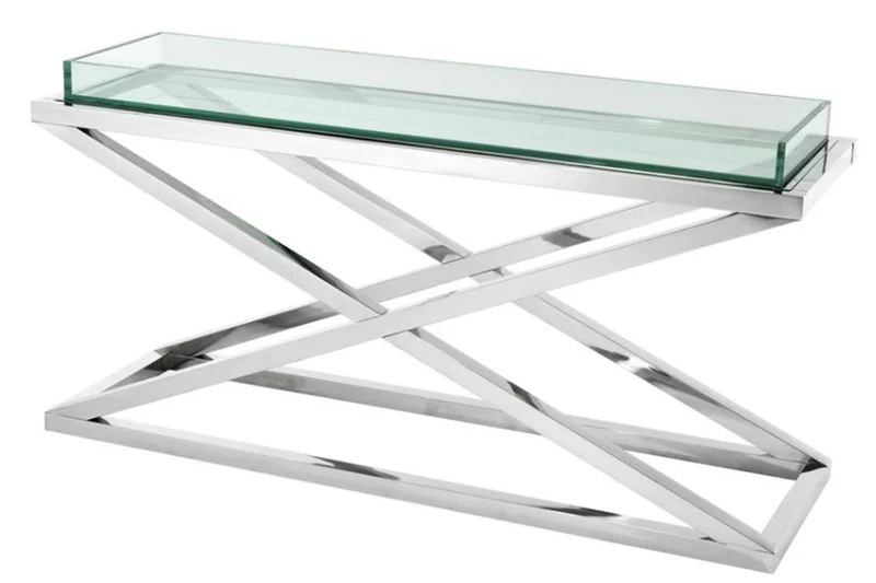 Casa Padrino Designer Edelstahl Konsole 150 x 45 x H. 77 cm - Luxus Hotel Möbel