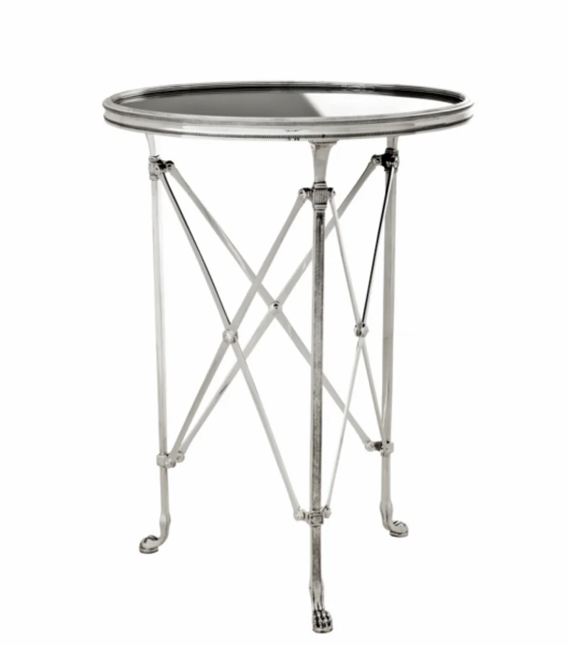 Casa Padrino Luxus Art Deco Designer Beistelltisch in Antik Silber mit schwarzem Glas 52 x H. 70 cm