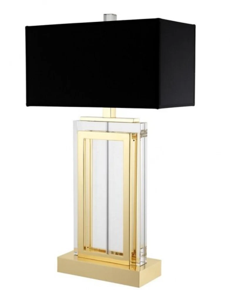 Casa Padrino Luxus Tischleuchte Gold, Kristallglas und Eisen, Durchmesser 25 x 38 x H 67,5 cm - Elegante Hotel Lampe