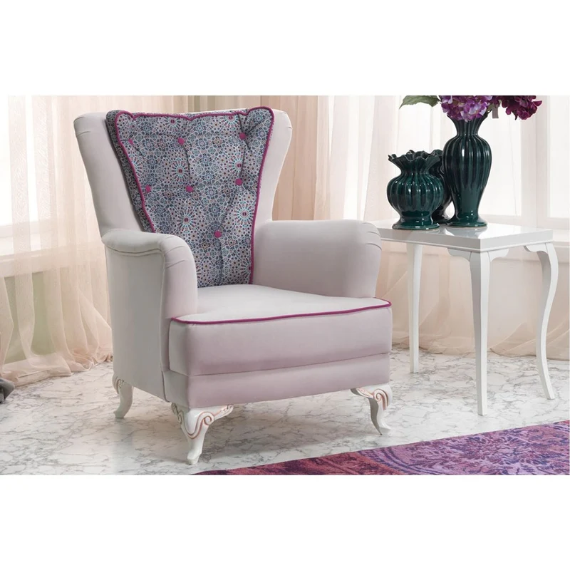 Casa Padrino Neo Barock Bergere Sessel Milano in Weiß und Pink, 74 x 85 x H 86 cm - Luxuriöses Hotel Möbel