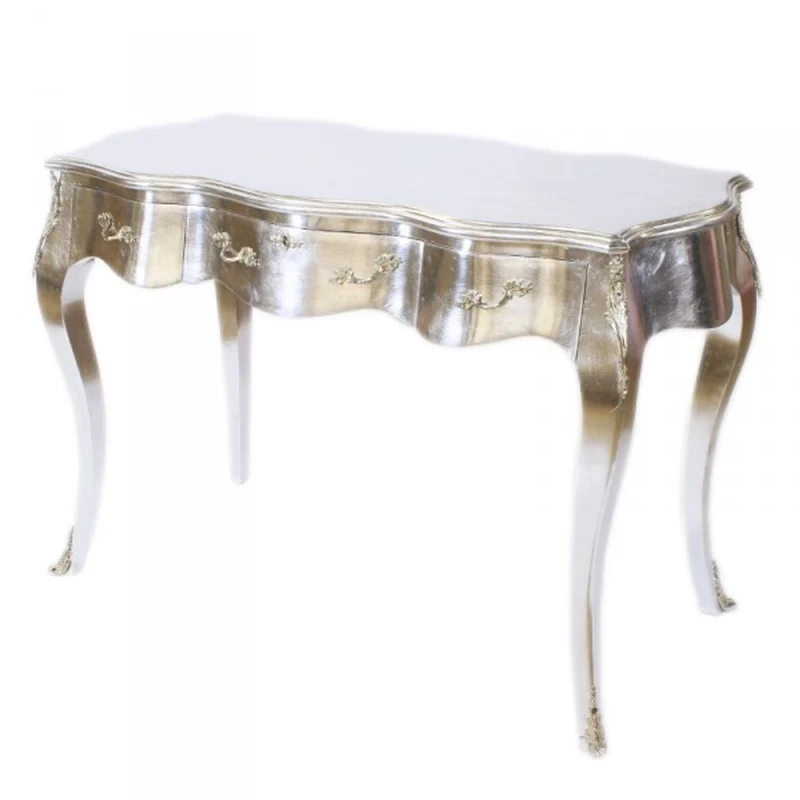 Casa Padrino Barock Schreibtisch Sekretär Konsole Silber 120 x 60 x H 80 cm
