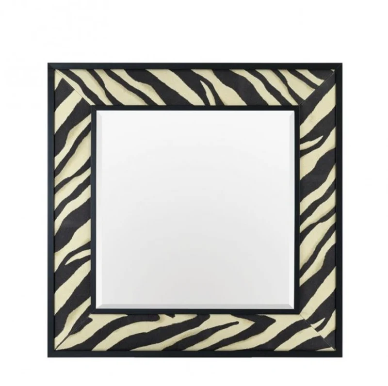 Casa Padrino Designer Luxus Wandspiegel 100 x H 100 cm - Quadratischer Wandspiegel in Schwarz und Weiß